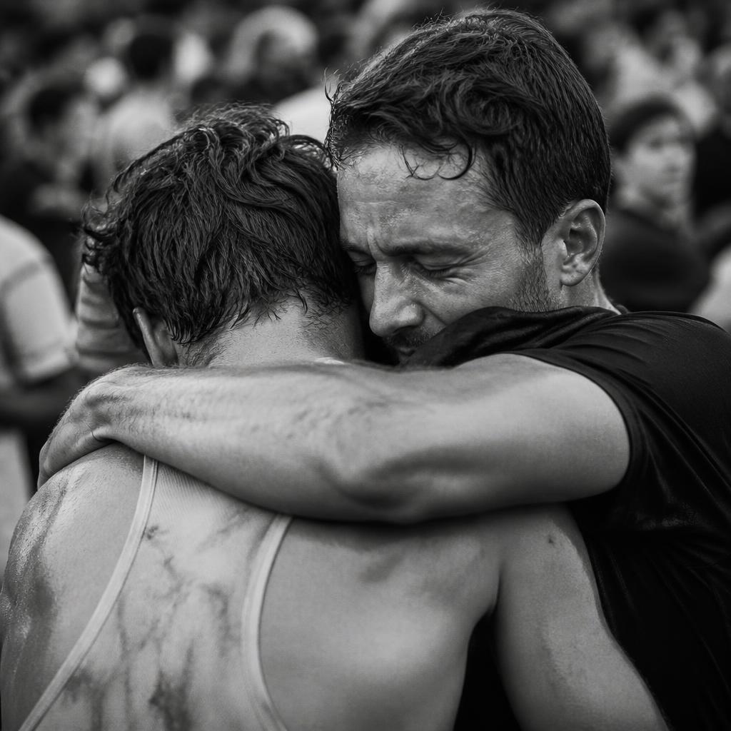 Embrace after the finish line